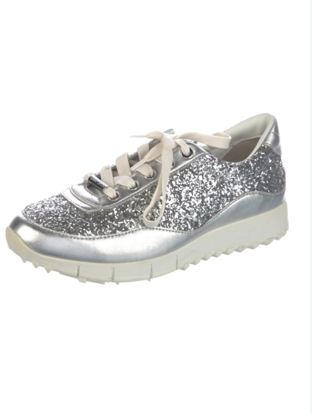 Jimmy Choo Silver Glitter leather Sneaker size 39 US 8.5